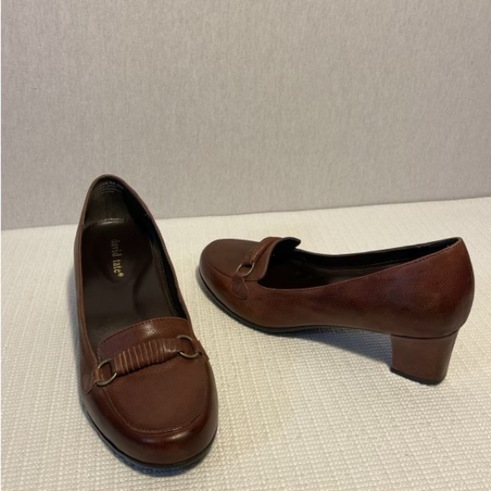 David Tate heeled leather loafers, size 10.5 M